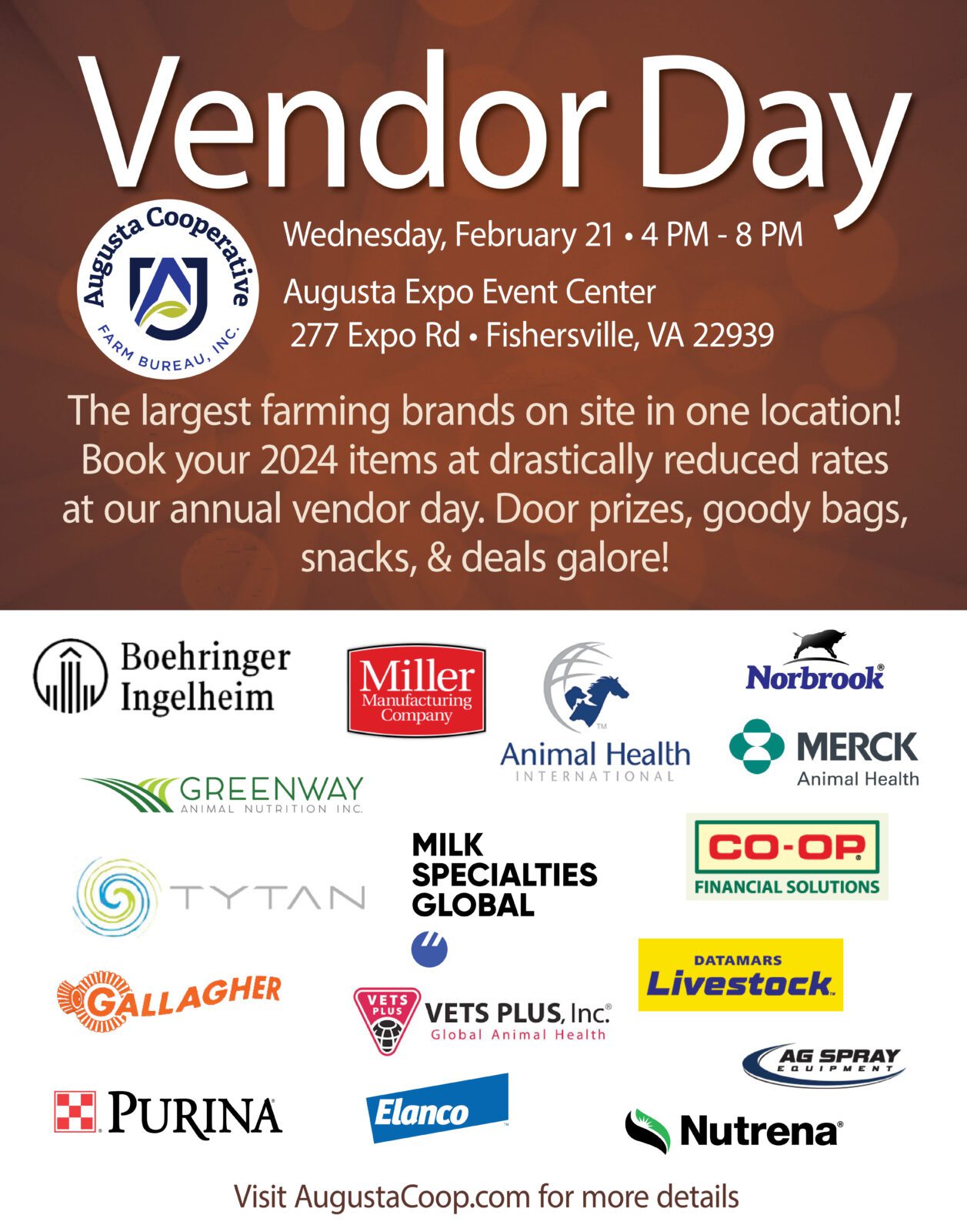 Vendor Day February 21, 2024 Deal Sheet Augusta Cooperative Farm